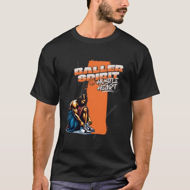 T-shirt Jésus Jouant Basketball Chemise Cool Baller Spirit (Devant)