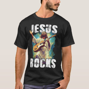 T-shirt Jésus joue avec une guitare - Drôle de roche chrét