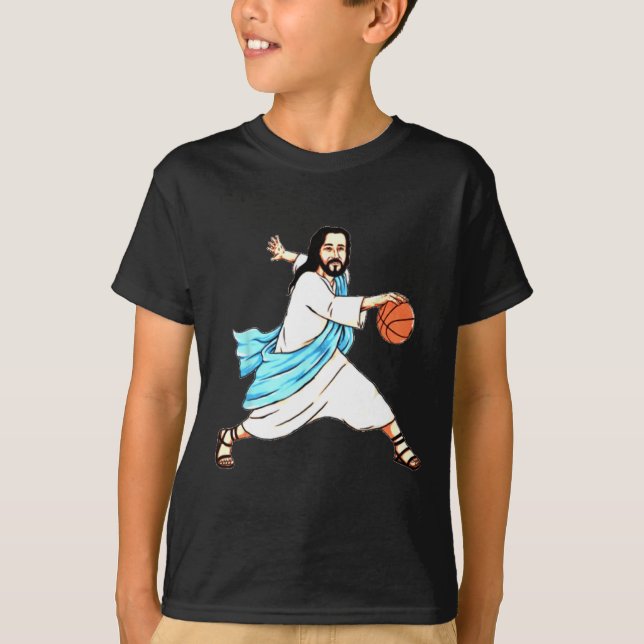 T-shirt Jésus Jouer Basket Fun Noël (Devant)