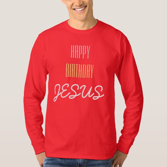 T-shirt JESUS Joyeux anniversaire - cerise, blanc et citro (Devant)