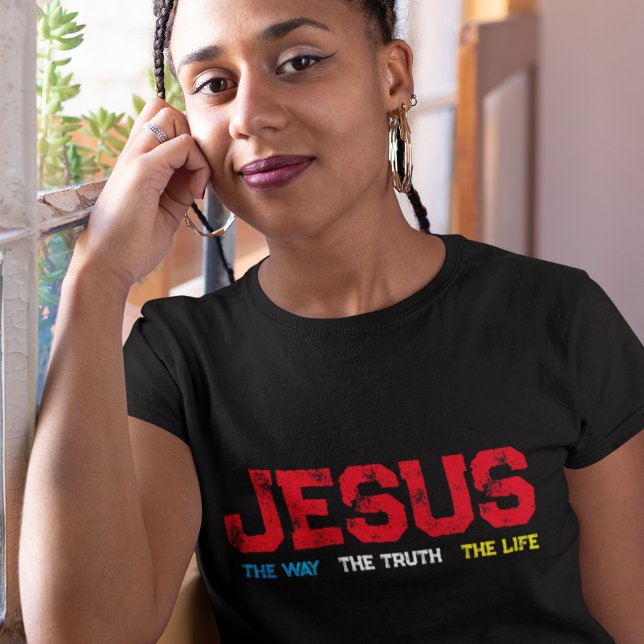 T-shirt Jésus La Voie La Vérité La Vie Grunge (This colorful distressed t-shirt is the perfect way to share your faith with others. )