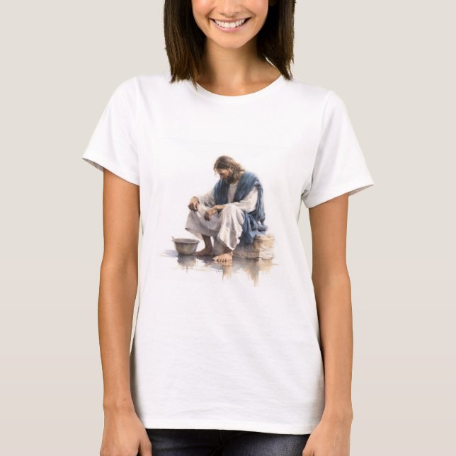 T-shirt Jésus Lance Les Pieds De Ses Disciples (Devant)