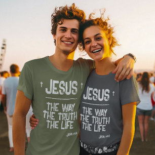 T-shirt Jésus Le Chemin Vérité Vie Jean 14:6 Bible Grunge