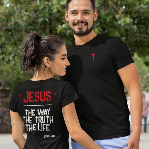 T-shirt Jésus Le Chemin Vérité Vie Jean 14:6 Écriture Somb