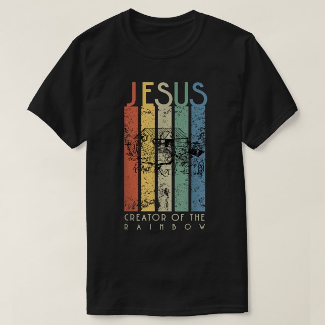 T-shirt JÉSUS Le Créateur du Noé Arc-en-Ciel et de l'Arche (Design devant)