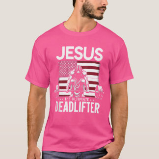 T-shirt Jésus Le Deadlifter Ultimate Vintage Usa Drapeau C