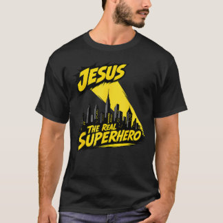 T-shirt Jésus Le Vrai Super-héros Paysage Urbain