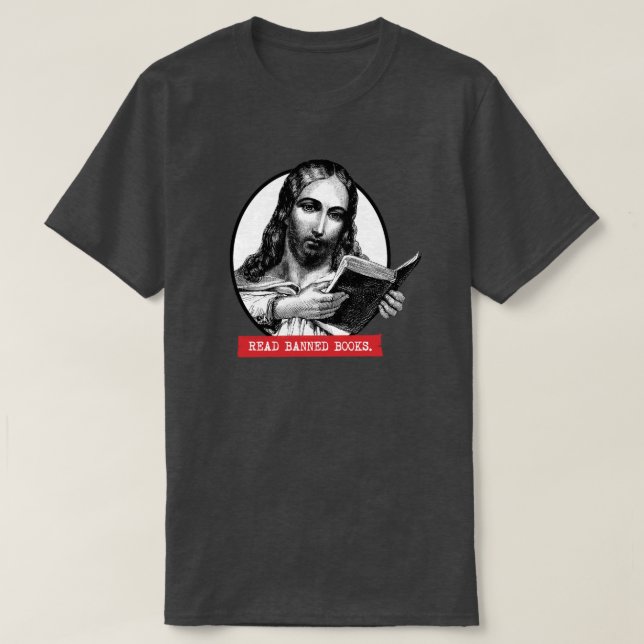 T-shirt Jésus Lit Des Livres Interdits (Design devant)