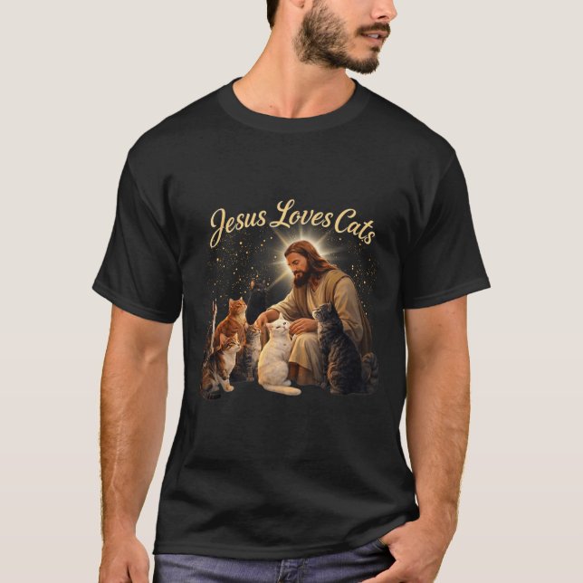 T-shirt Jesus Loves Cats Christian Cat Lover Jesus Hugs Ca (Devant)