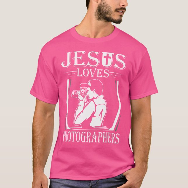 T-shirt Jesus Loves Photographers Camera Photography (Devant)