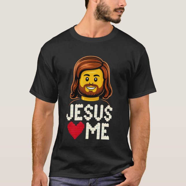 T-shirt Jésus M'aime Constructeur Briques Blocs De Constru (Devant)
