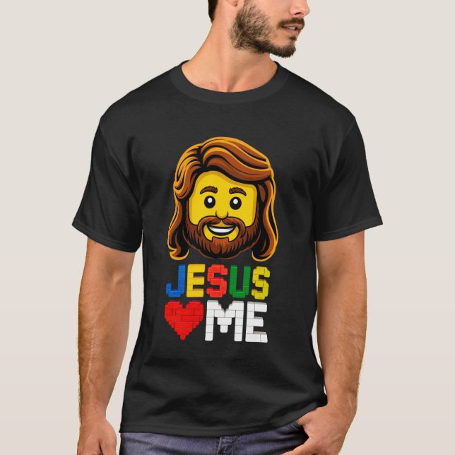 T-shirt Jésus M'aime Constructeur Briques Blocs De Constru (Devant)