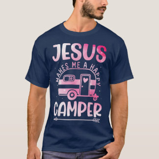 T-shirt Jesus Makes Me A Happy Camper Christian Campfire P