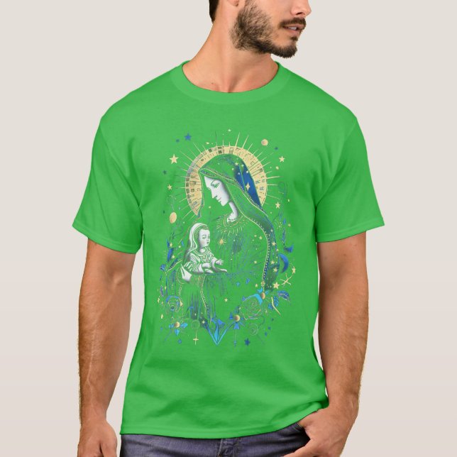 T-shirt Jesus Mother Mary Virgin Mary Catholic Art 19 fami (Devant)