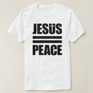 T-shirt JESUS=PEACE blanc, chemise noire