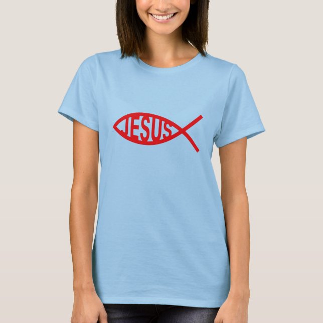 T-shirt Jésus pêcheur en rouge (Devant)
