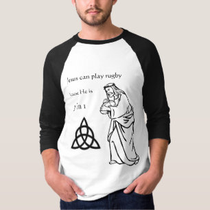 T-shirt Jésus peut jouer au rugby parce qu'il a 3 ans dan