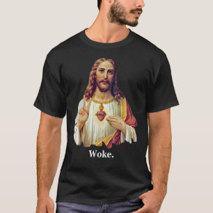 T-shirt Jésus Portrait du Sacré-Cœur Signe de Paix Éveillé