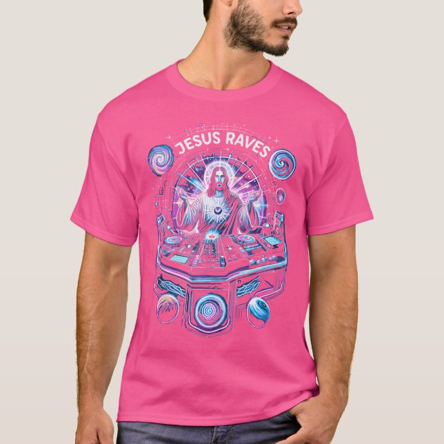 T-shirt Jésus Raves Divin Christian Techno Dj (Devant)