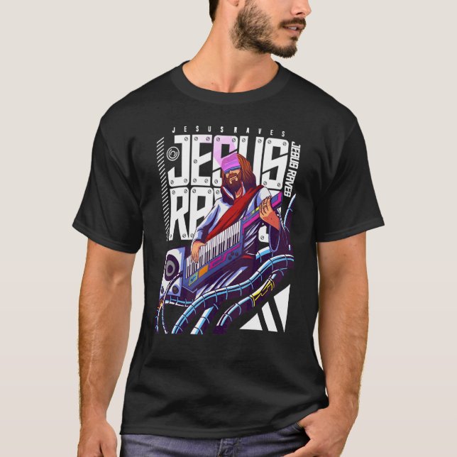 T-shirt Jesus Raves Noël Musique Edm Christ Techno Danse (Devant)