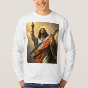 T-shirt Jésus revient avec une épée Tee à manches longues