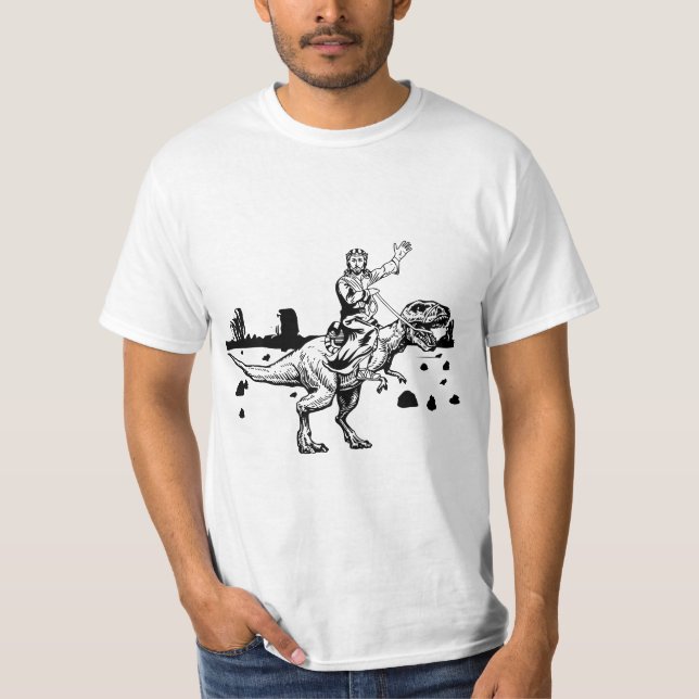 T-shirt Jesus Riding Dinosaur Funny Graphic  (Devant)
