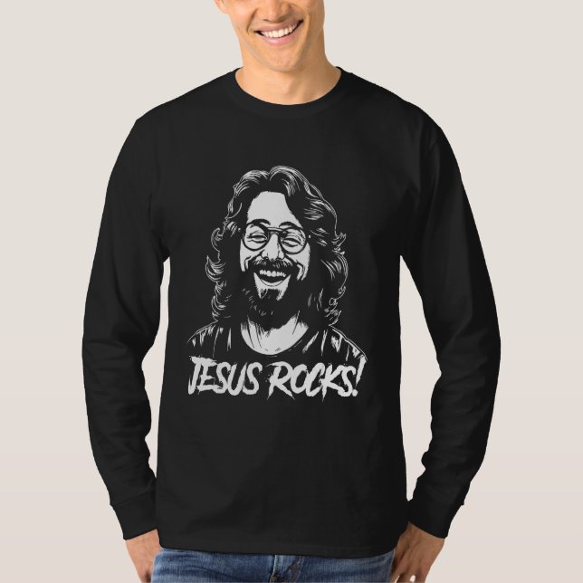 T-shirt Jesus Rocks  Musician Rocker Christ (Devant)