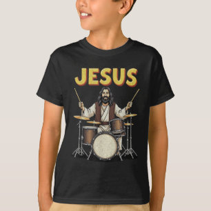 T-shirt Jesus Rocks Musique Drôle Christian Drummer Design