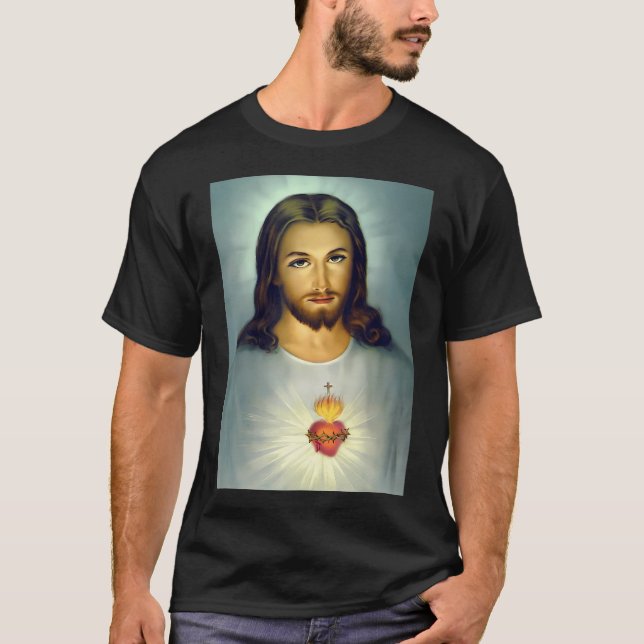 T-shirt Jésus Sacré Coeur Divin Miséricorde chrétienne rom (Devant)