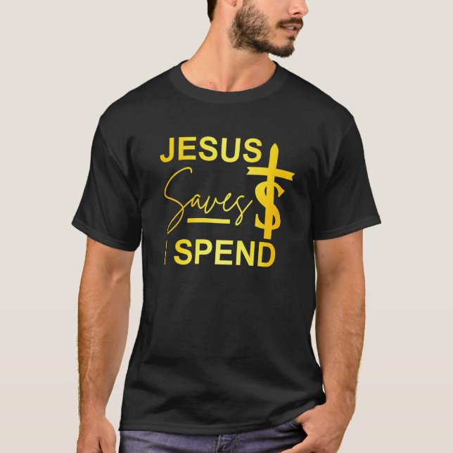 T-shirt Jésus Sauvait Je Passe Avec Cross Tee, jésus Saves (Devant)