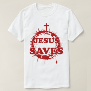 T-shirt Jésus sauve avec la Croix et la Couronne d'épines