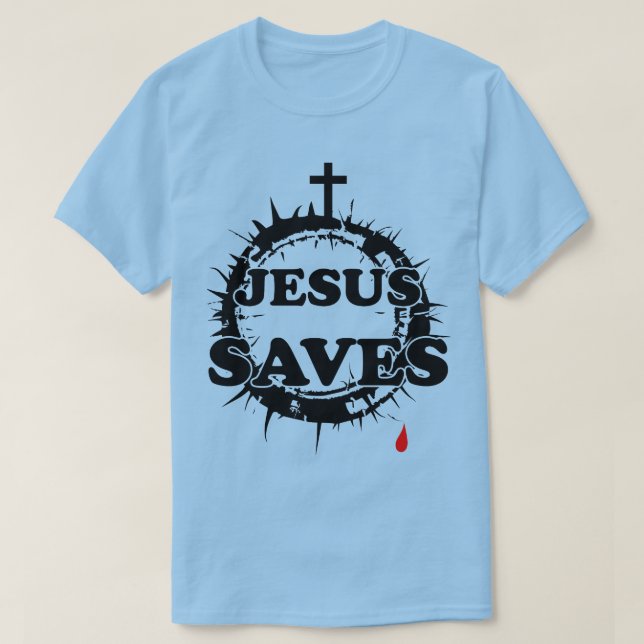T-shirt Jésus sauve avec la Croix et la Couronne d'épines (Design devant)