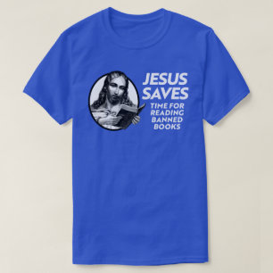T-shirt Jésus sauve en lisant les livres de bibliothèque