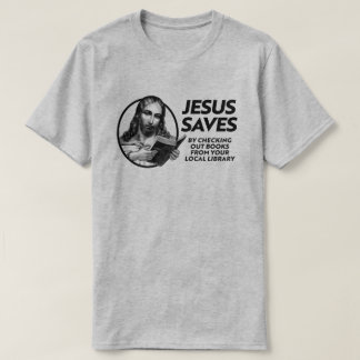 T-shirt Jésus sauve en lisant les livres de bibliothèque