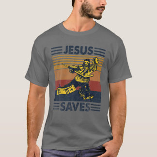 T-shirt Jésus Sauve Hockey sur glace Goalie Sport Religieu