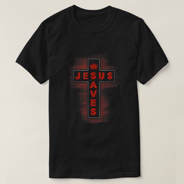 T-shirt Jésus sauve la couronne croisée (Design devant)