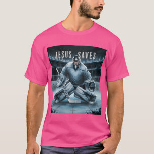 T-shirt Jésus sauve le gardien de but de hockey