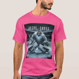 T-shirt Jésus sauve le gardien de but de hockey