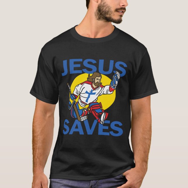 T-shirt Jésus Sauve Louange Dieu Joueur de hockey drôle Re (Devant)