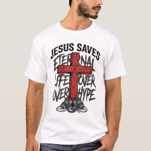 T-shirt Jesus Sauve Vintage Croix Christian Streetwear Shi