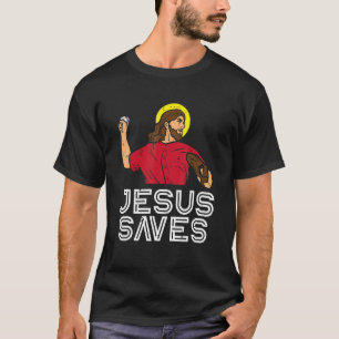 T-shirt Jesus Saves Baseball Pitcher Religieux Pro Christi
