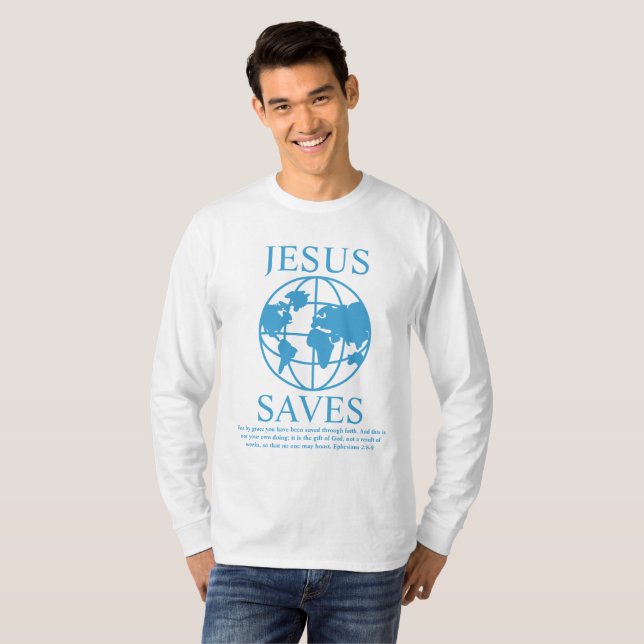 T-shirt Jesus Saves Graphic 90's Blue (Devant entier)