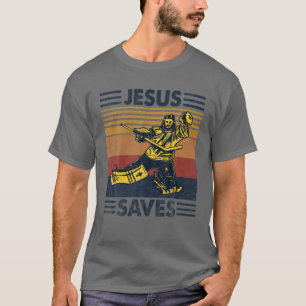 T-shirt Jésus Saves Ice Hockey Goalie Sport Religious Chri