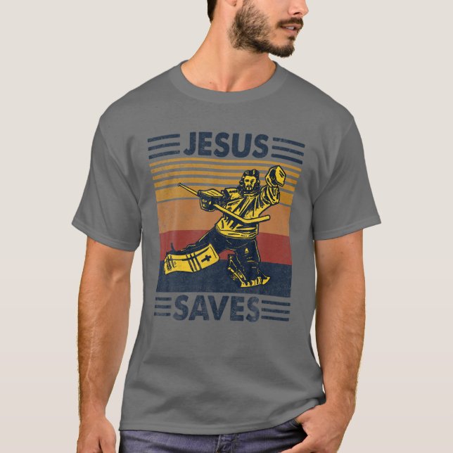 T-shirt Jésus Saves Ice Hockey Goalie Sport Religious Chri (Devant)