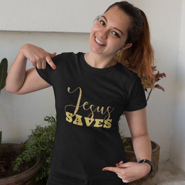 T-shirt Jesus Saves Yellow Gold Parties scintillant (Créateur téléchargé)
