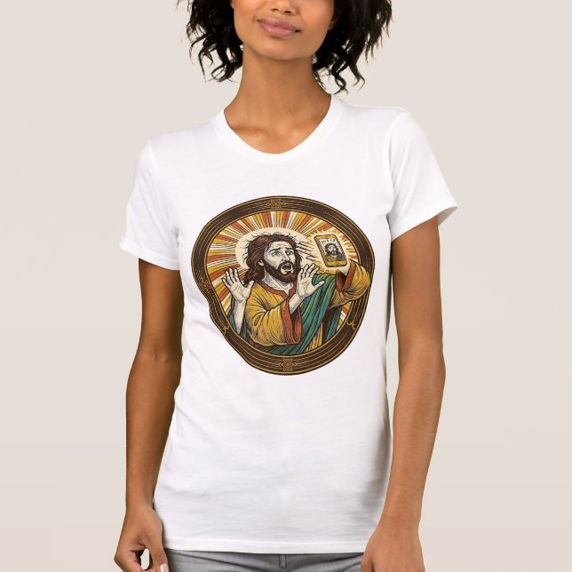 T-shirt Jesus Selfie Accidentel de la Caméra Frontale Doub (Devant)