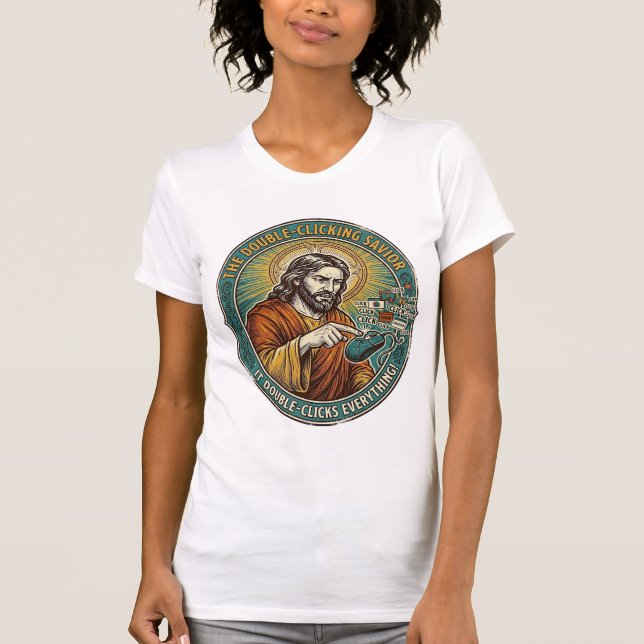 T-shirt Jésus Souris Double Clic Cassée Bureau IT Tech  (Devant)