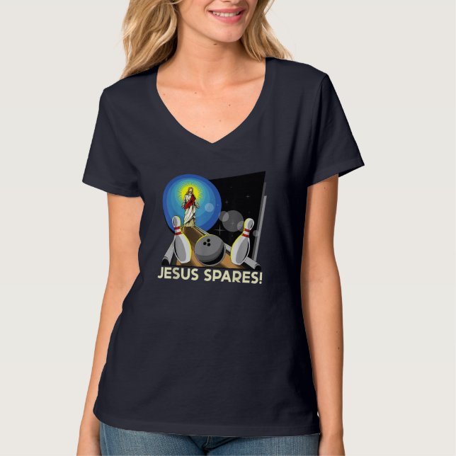 T-shirt Jesus Spares Funny Christian Bowling Pun (Devant)