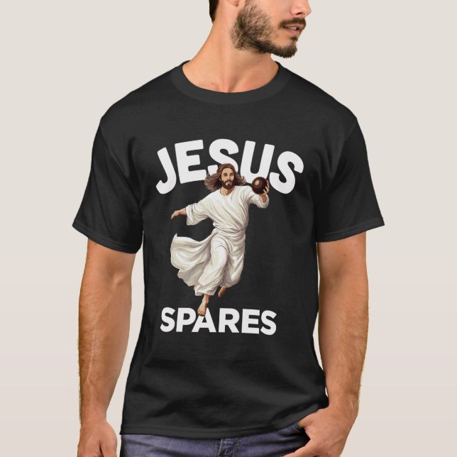 T-shirt Jesus Spares Funny Christian Christ Gutter Bowling (Devant)