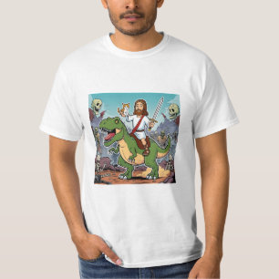 T-shirt Jésus sur T-rex version de dessin animé